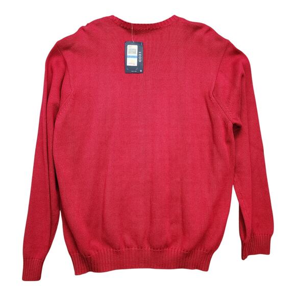 NWT IZOD Sweater Mens XLARGE Logo Red Crew Neck Cotton Argyle Office Dad Holiday - Picture 3 of 11